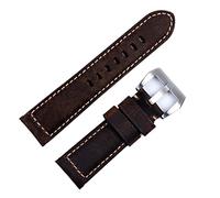HXFFXHF Accesorios de banda de relojes hechos a mano Retro Vintage Crazy Horse Cuero de cuero 24 mm para la correa Panerai Hebilla (color: azul rosa, tamaño: 22 mm)