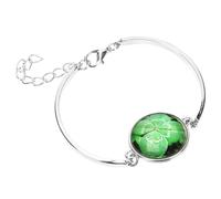 HXFFXHF Accesorios para niñas 2 PCS Cloverleaf Pulseras de Mano de Mano Fultos de Cuatro lacas Collar de Metal