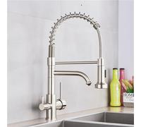 HXFFXHF Aclips Fregadero de fregadero grifo de cocina 360 ° grifo de primavera giratoria grifo de resorte espiral con agua pura mezcladora de fregadero de agua fría, cromo