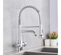 HXFFXHF Aclips Fregadero de fregadero grifo de cocina 360 ° grifo de primavera giratoria grifo de resorte espiral con agua pura mezcladora de fregadero de agua fría, cromo