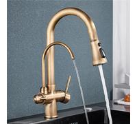 HXFFXHF Aclips Fregadero de Fregadero Mezclador de Grifo Grifo Grifo de Cocina 360 ° Grifo rotativo Cocina Espiral de Resorte de Primavera con instalación de Cubierta de Agua Pura, Dorado