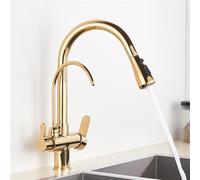 HXFFXHF Aclips Fregadero de Fregadero Mezclador de Grifo Grifo Grifo de Cocina 360 ° Grifo rotativo Cocina Espiral de Resorte de Primavera con instalación de Cubierta de Agua Pura, Dorado