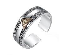 HXFFXHF Anillo de Hombres Ajustable de Dios de Sterling Silver God, Fashion S925 Sterling Silver Men's Ring Ajustable (Adecuado para el tamaño 8-11)