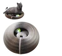 HXFFXHF Árbol para Gatos, Tablero rascador para Gatos, Pelota para rascar, Juguete Interactivo para Gatos, Garra para moler, Placa Redonda corrugada, Marco de Escalada para Gatos