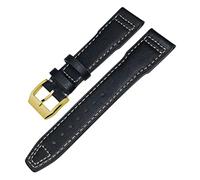 HXFFXHF Banda de reloj de cuero genuina para IWC Mark XVIII le petit Prince Pilot's Watch 20 mm 21 mm 22 mm Cochero de vaca (color: negro blanco, tamaño: 22 mm)