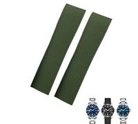 HXFFXHF Banda de vigilancia de goma de extremo curvado de 19 mm de 20 mm para la conquista Hydroconquest L3 Black Green Silicone Watch Strap