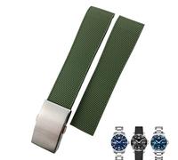 HXFFXHF Banda de vigilancia de goma de extremo curvado de 19 mm de 20 mm para la conquista Hydroconquest L3 Black Green Silicone Watch Strap
