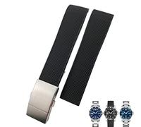 HXFFXHF Banda de vigilancia de goma de extremo curvado de 19 mm de 20 mm para la conquista Hydroconquest L3 Black Green Silicone Watch Strap