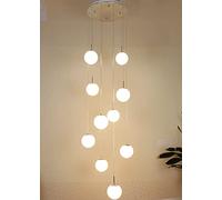 HXFFXHF Bola de Vidrio Blanco Candelera Espiral para Sala de Estar Moderna Escalera Minimalista Candelier Dormitorio Personalidad Creativa Restaurante Lámpara Luz de Colgante