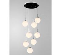 HXFFXHF Bola de Vidrio Blanco Candelera Espiral para Sala de Estar Moderna Escalera Minimalista Candelier Dormitorio Personalidad Creativa Restaurante Lámpara Luz de Colgante