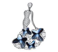 HXFFXHF Broche de Cristal con Ramillete para Mujer, Broche de Mariposa con Diamantes de imitación, Accesorios de Ropa