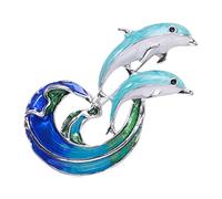 HXFFXHF Broche de delfín para Nadar, Pintura al óleo, Ola, Salto, Pin de Animal Marino, Accesorios de Abrigo