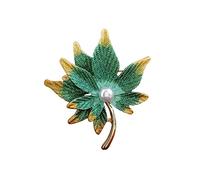 HXFFXHF Broche Doble Hoja De Arce Perla Ropa Pin Mujer Blazer Ramillete Accesorios
