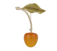 HXFFXHF Broches de Cereza roja para Mujer, Cerezas esmaltadas, Frutas, Bodas, broches de Fiesta Informales, Regalos
