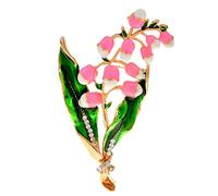 HXFFXHF Broches de Flores de Magnolia con Diamantes de imitación para Mujer, Ramo de Bodas, Broche esmaltado, joyería de Plantas