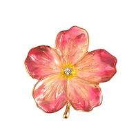 HXFFXHF Broches de Flores esmaltadas de Color Rosa, Pin para Hijab Femenino, Broche de Ramillete para Mujer, Insignia para Vestido de Boda, Accesorios de joyería
