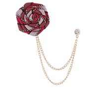 HXFFXHF Broches de Flores Rosas para Hombres, alfileres de Cuello con Cadena y borlas, Ramillete para Camisa