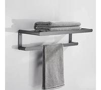 HXFFXHF Caddio de Ducha Gunmetal Grey Bathy Accessory Accessy, Space Metal Toall Metal Rail Barra de Barra Estante de Barra, Soporte de Papel, Soporte para el Cepillo de Dientes Estante de
