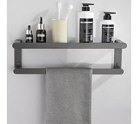 HXFFXHF Caddio de Ducha Gunmetal Grey Bathy Accessory Accessy, Space Metal Toall Metal Rail Barra de Barra Estante de Barra, Soporte de Papel, Soporte para el Cepillo de Dientes Estante de