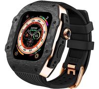 HXFFXHF Case de Goma de la Caja de Reloj de Fibra de Carbono, Compatible con Apple Watch 9 8 7 6 5 4 SE Reemplazo, Men Watch Case Straps Mod Kit, para Series iwatch 45 mm 44 mm 49 mm Accesorios