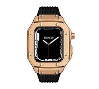HXFFXHF Case de Reloj de Acero Inoxidable Banda de Reloj de Silicona, Compatible con Estuche de Banda Apple Watch 44 mm 45 mm 42 mm Serie 9 8 7 6 5 4 SE Reemplazar el Kit de modificación de la Correa