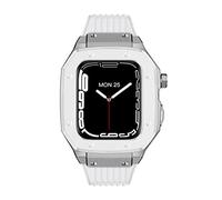 HXFFXHF Case de Reloj de Acero Inoxidable Banda de Reloj de Silicona, Compatible con Estuche de Banda Apple Watch 44 mm 45 mm 42 mm Serie 9 8 7 6 5 4 SE Reemplazar el Kit de modificación de la Correa