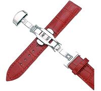 HXFFXHF Chtom Correa de Reloj Correa de Cuero Correa de Reloj con Hebilla de Mariposa de Oro Rosa Pulsera de Grano de Cocodrilo para Correa de Reloj Correa de 14/16/18/19/20/21/22/24 mm (Color:Rojo