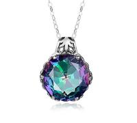 HXFFXHF Colgante de Piedra de Cristal de topacio místico de Fuego arcoíris, Collar Puro, Colgantes para Mujer sin Cadena