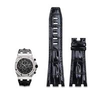 HXFFXHF Correa de cuero importada de 28 mm para AP para Audemars Piguet 42 mm para Royal Oak Offshore Watch Accesorios Pin Hebilla 15710/15703 (color: correa marrón, tamaño: con hebilla negra)