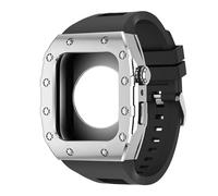 HXFFXHF Correa de Goma + Caja de Metal para Apple Watch Band 44 mm 45 mm Kit de modificación Pulsera para Apple Watch Series 8 7 SE 6 5 4 DIY Modificado