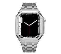 HXFFXHF Correa de Reloj de Acero Inoxidable de Lujo de 45 mm, Bisel de 42 mm y 44 mm, Caja y Correa para iWatch 8, 7, 6, SE, 5, 4, 3, Kit de modificación de Metal