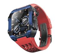 HXFFXHF Correa de Reloj de Caucho fluorado con Caja de Fibra de Carbono, para Apple Watch de 45/44 mm, Serie 9/8/7/6/SE/5/4, Kit de modificación de Correa de Reloj de Repuesto