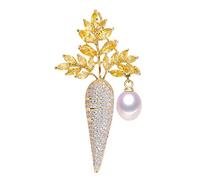 HXFFXHF Daucus carota Accesorios de Ropa Broche de Oro Delicado Broche de Perlas Corc Adornos de Perlas Ramillete