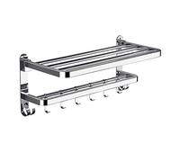 HXFFXHF Estante de baño para estante de baño con soporte para toallero y ganchos, estante multifuncional montado en la pared, estantes flotantes de 24 pulgadas