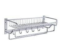 HXFFXHF Estantes de baño estantes flotantes para lavavajillas Estante de Toalla de Toalla de Toalla con Dos Bares de Toallas Soporte de Montaje en la Pared, estantes de baño Plateados montados en la
