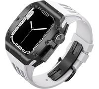 HXFFXHF Estuche de aleación de Titanio para Reloj + Correa de Caucho fluorado Kit de modificación de Lujo RM para Apple Watch 8 45 mm 6 5 4 44 mm Kit de modificación Estuche de aleación para Reloj