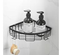 HXFFXHF Exquisito estantes de baño de baño Caddy de baño Negro Estante de baño, Estante de Almacenamiento de Ducha de Doble Nivel montada en la Pared, Cesta de Esquina de Acero Inoxidable