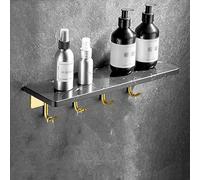 HXFFXHF Exquisito estantes de baño de baño Caddy de baño Negro Estante de mármol, Soporte de Papel higiénico de Pared de baño nórdico, Estante para Toallas de Toallas, Ganchos de túnica Estante de