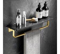 HXFFXHF Exquisito estantes de baño de baño Caddy de baño Negro Estante de mármol, Soporte de Papel higiénico de Pared de baño nórdico, Estante para Toallas de Toallas, Ganchos de túnica Estante de