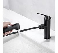 HXFFXHF Extraiga el maricón de la batería del baño lámpara de latón caliente y fría patrón de ducha de un solo agujero de baño grifos de baño-negros (nero)