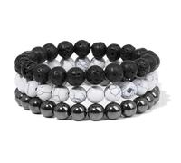 HXFFXHF Fashion Natural Stone Beads Men Pulsera Multilapa Lava Black Lava Onyx Beads brazalete brazaletes Bebos de mujeres Joyas parejas regalo