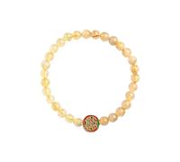 HXFFXHF Feng Shui Cinco Dioses de Riqueza Pulseras estiradas con Cuentas, citrina y Doradas de Cuarzo de Cuarzo Pulseras de Cristal de energía para la Riqueza Fuerte, Piedras Naturales Pulsera para