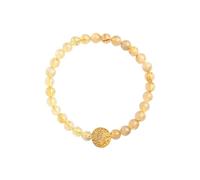 HXFFXHF Feng Shui Cinco Dioses de Riqueza Pulseras estiradas con Cuentas, citrina y Doradas de Cuarzo de Cuarzo Pulseras de Cristal de energía para la Riqueza Fuerte, Piedras Naturales Pulsera para