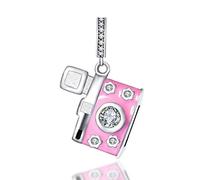 HXFFXHF Joyas de Chicas auténticas de la cámara esterlina Memoria Charm Beads Me Encanta Viajar para el Brazalete y el Collar Charms (b) Accesorios