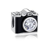 HXFFXHF Joyas de Chicas auténticas de la cámara esterlina Memoria Charm Beads Me Encanta Viajar para el Brazalete y el Collar Charms (b) Accesorios