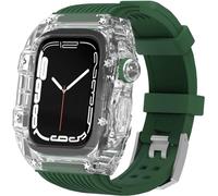 HXFFXHF Kit de Correa de Silicona de Reloj Transparente de PC Duro, Compatible con Apple Watch Ultra 8 7 6 5 4 SE 44 mm Series de 45 mm, Accesorios de reemplazo de Correa de Goma de Estuche liviano