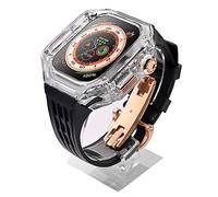 HXFFXHF Kit de modificación de Caja de Reloj Transparente, para Apple Watch de 49 mm, Correa de Reloj de Caucho fluorado, para iWatch 8 Series Ultra 49 mm, Correa de Reloj Deportivo de Silicona