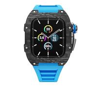 HXFFXHF Kit de modificación de Lujo con Funda de Fibra de Carbono para Apple Watch, Correa de Goma y Metal de 45 mm y 44 mm para iWatch Series 7, SE, 6, 5 y 4
