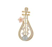 HXFFXHF Microconjunto Chapado en Oro Zirconia Moda Concha laúd Perla Vintage Broche Ramillete Elegante Broche