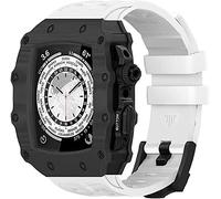 HXFFXHF Modificación de Fibra de Carbono Caso de reemplazo de reemplazo+Correa, Compatible con la Banda de Apple Watch 45 mm 44 mm Correa de Goma, para iWatch Series 8 7 SE 6 5 4 Mod Kit Accessories
